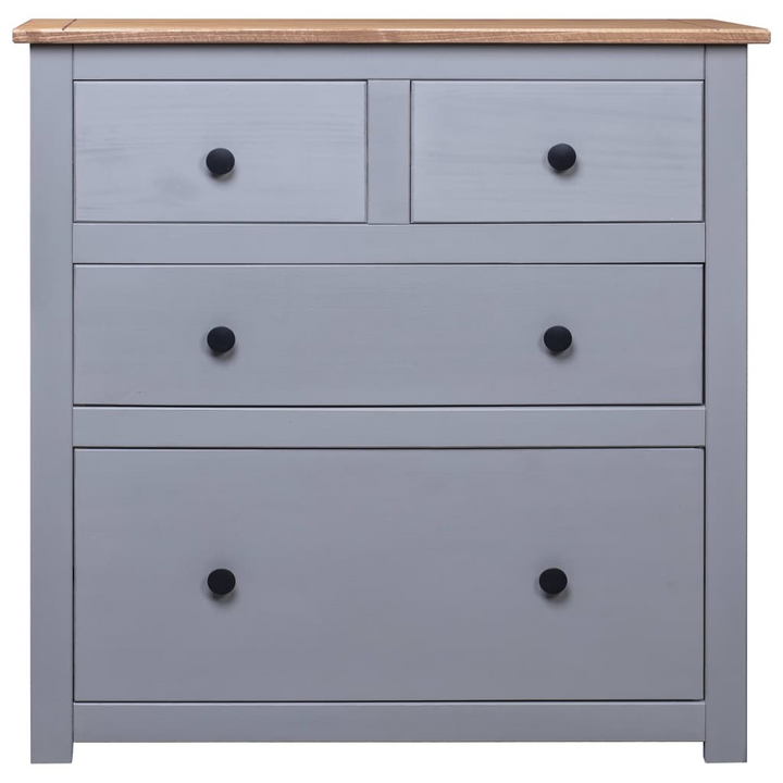 PANAMA Rustic Sideboard with 4 Drawers in Grey - Solid Pinewood - 80x40x83 cm - Premium  from Home Treasures - Just £139.99! Shop now at Home Treasures