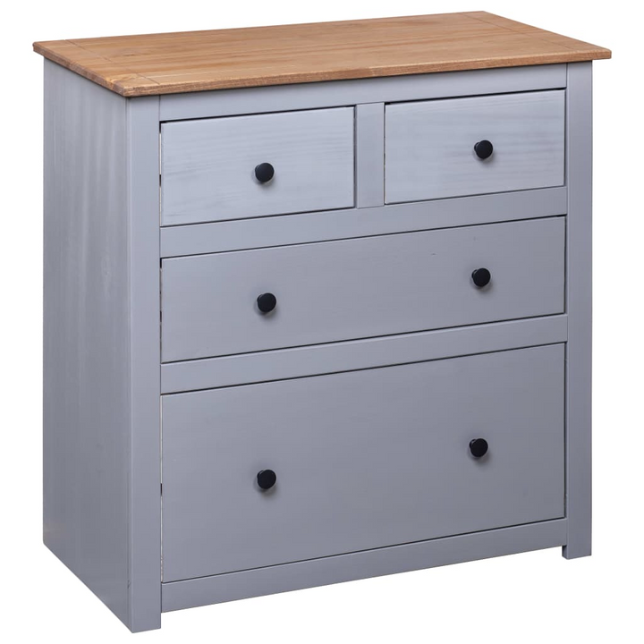 PANAMA Rustic Sideboard with 4 Drawers in Grey - Solid Pinewood - 80x40x83 cm - Premium  from Home Treasures - Just £139.99! Shop now at Home Treasures