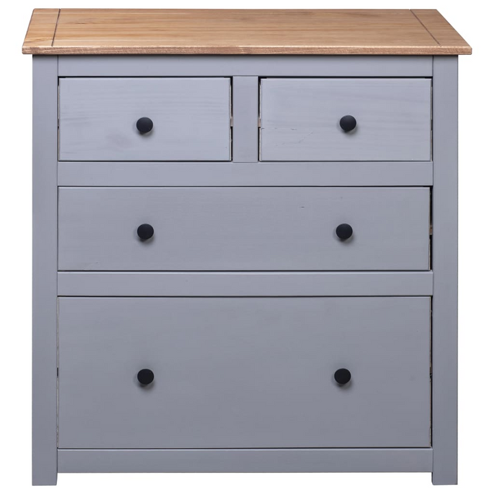 PANAMA Rustic Sideboard with 4 Drawers in Grey - Solid Pinewood - 80x40x83 cm - Premium  from Home Treasures - Just £139.99! Shop now at Home Treasures