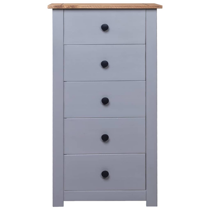 PANAMA Pinewood Sideboard in Grey - Elegant Storage Solution with 5 Drawers - 46x40x89cm - Premium  from Home Treasures - Just £119.99! Shop now at Home Treasures