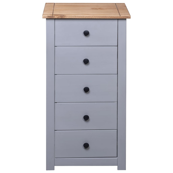 PANAMA Pinewood Sideboard in Grey - Elegant Storage Solution with 5 Drawers - 46x40x89cm - Premium  from Home Treasures - Just £119.99! Shop now at Home Treasures