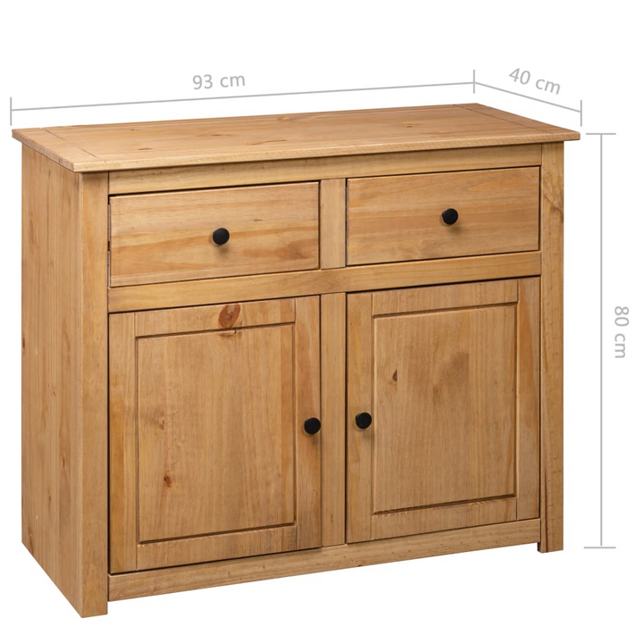 PANAMA Rustic Solid Pinewood Sideboard - 93x40x80 cm with 2 Drawers and 2 Doors - High-Quality Storage Cabinet - Premium  from Home Treasures - Just £181.99! Shop now at Home Treasures