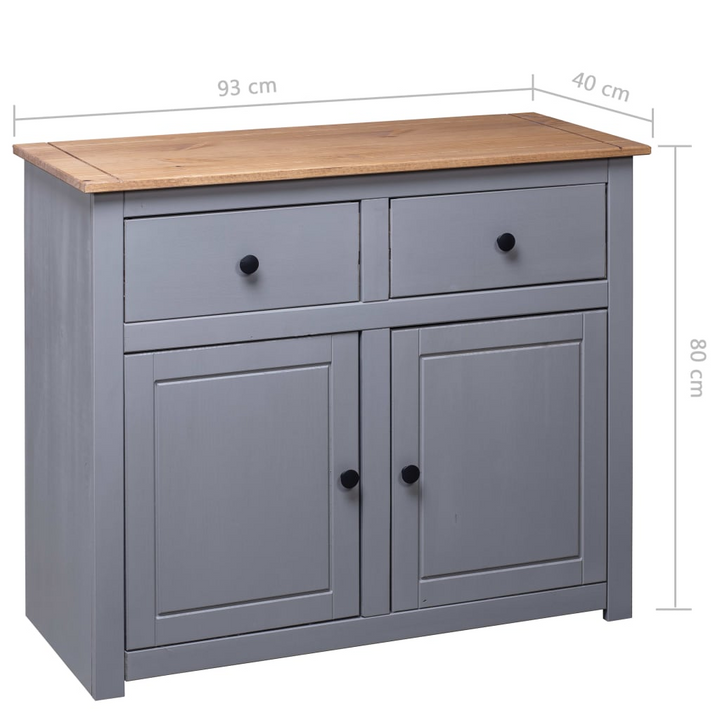 PANAMA Rustic Grey Sideboard - Durable Solid Pinewood Storage Cabinet 93x40x80 cm - Premium  from Home Treasures - Just £158.99! Shop now at Home Treasures