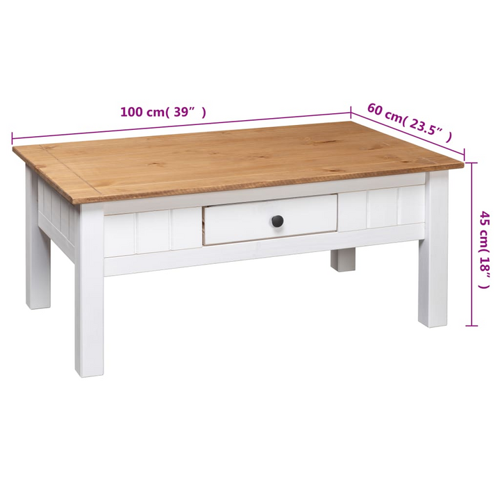 PANAMA Coffee Table White - Solid Pine Wood - 100 x 60 x 45 cm - Timeless Elegance and Durability - Premium  from Home Treasures - Just £127.99! Shop now at Home Treasures