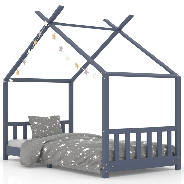 Children's Bed Frame in Grey Solid Pine Wood 90x200 cm - Premium  from Home Treasures - Just £284.99! Shop now at Home Treasures