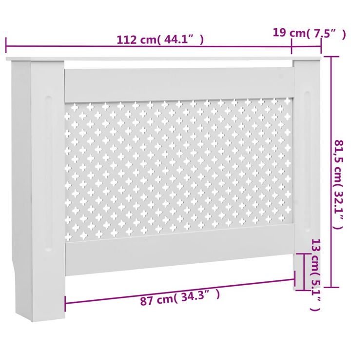 Stylish White Radiator Cover MDF 112x19x81.5 cm - Perfect for Any Room - Premium  from Home Treasures - Just £134.99! Shop now at Home Treasures