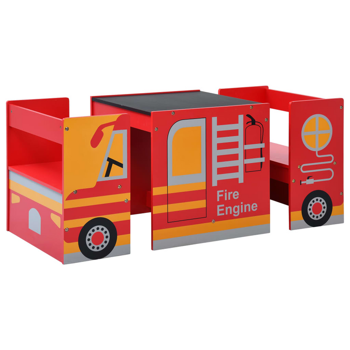 3 Piece Childrens Chair Table Set - Fire Truck Design | Wooden Furniture with Blackboard Top - Premium  from Home Treasures - Just £116.99! Shop now at Home Treasures