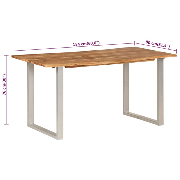 Industrial Rustic Dining Table - Solid Acacia Wood & Steel Legs - Unique Edges - 154x80x76 cm - Premium  from Home Treasures - Just £316.99! Shop now at Home Treasures