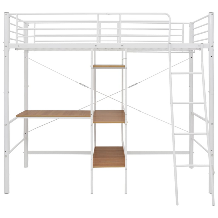 White Metal Bunk Bed with Table - Space-Saving 90x200 cm Design, Perfect for Kids (Mattress Not Included) - Premium  from Home Treasures - Just £341.99! Shop now at Home Treasures