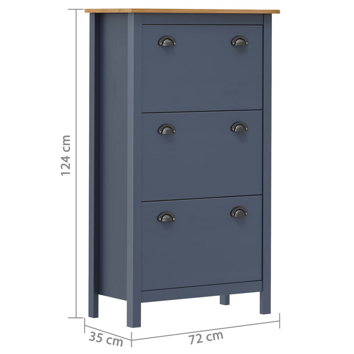 HILL Solid Pine Wood Shoe Cabinet - Grey - 3 Compartments - 72x35x124 cm | Durable & Elegant Storage Solution - Premium  from Home Treasures - Just £128.99! Shop now at Home Treasures