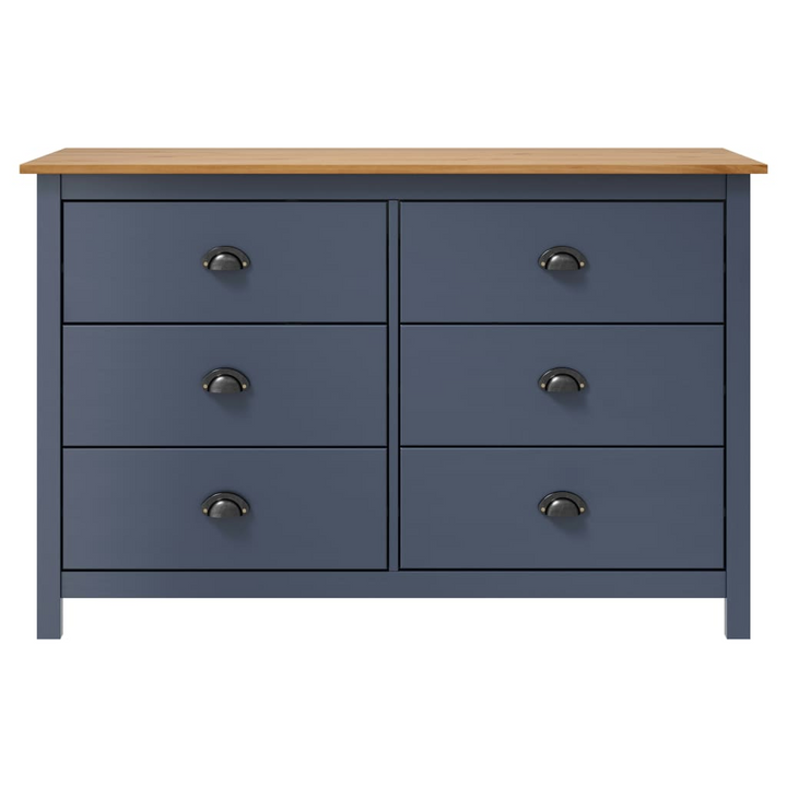 HILL Sideboard in Grey - Solid Pine Wood Cabinet with 6 Drawers, 125x40x80 cm | Elegant Storage Solution - Premium  from Home Treasures - Just £193.99! Shop now at Home Treasures