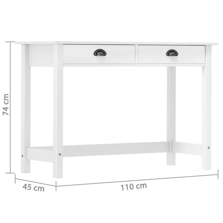 HILL Console Table with 2 Drawers, Solid Pine Wood, White Finish, 110x45x74 cm - Perfect for Living Room, Dining Room, and Hallway - Premium  from Home Treasures - Just £81.99! Shop now at Home Treasures