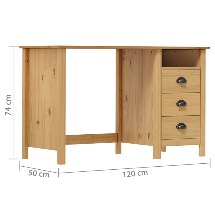 HILL Desk with 3 Drawers - 120x50x74 cm Solid Pine Wood - Stylish & Durable - Premium  from Home Treasures - Just £134.99! Shop now at Home Treasures