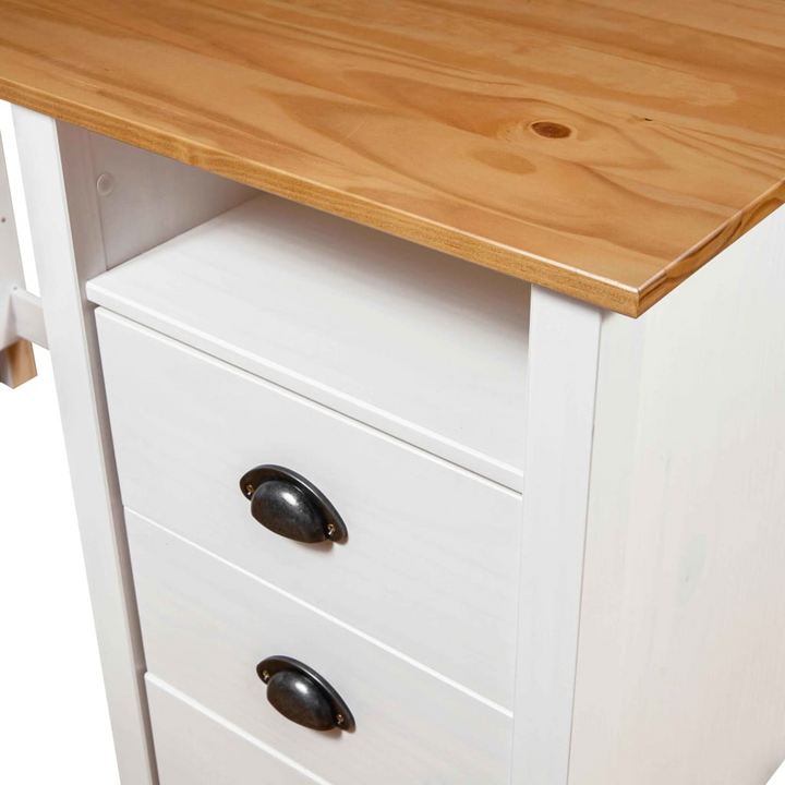 HILL Solid Pine Wood Desk with 3 Drawers - 120x50x74 cm | Ideal for Office, Study or Children's Room - Premium  from Home Treasures - Just £174.99! Shop now at Home Treasures