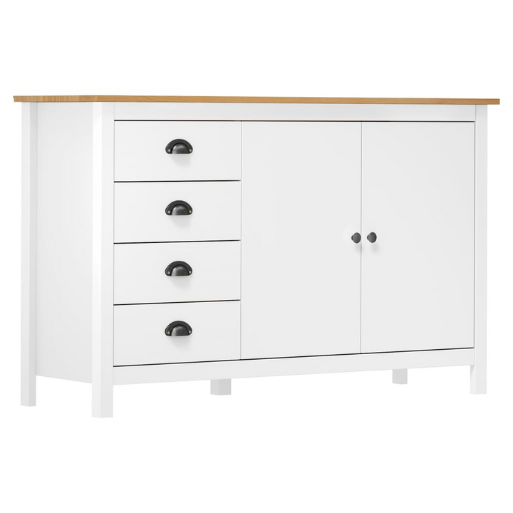 HILL Sideboard - Elegant White & Honey Brown, Solid Pine Wood, 130x40x80 cm | Durable & Stylish Storage Solution - Premium  from Home Treasures - Just £214.99! Shop now at Home Treasures