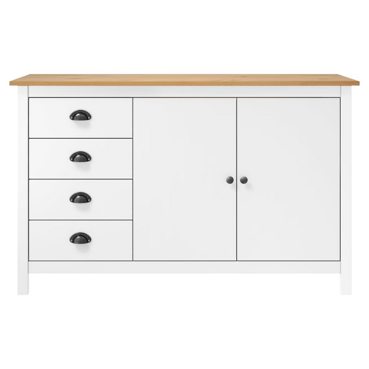 HILL Sideboard - Elegant White & Honey Brown, Solid Pine Wood, 130x40x80 cm | Durable & Stylish Storage Solution - Premium  from Home Treasures - Just £214.99! Shop now at Home Treasures