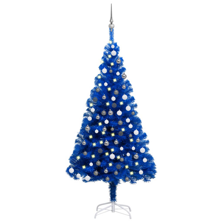 Blue Artificial Pre-lit Christmas Tree with Ball Set - PVC Material, 150 LEDs, Energy-Efficient, Ideal for Festive Decorations - Premium  from Home Treasures - Just £51.99! Shop now at Home Treasures