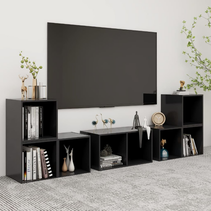 Modern 6-Piece Grey Engineered Wood TV Cabinet Set - Versatile Storage Solution - Premium  from Home Treasures - Just £126.99! Shop now at Home Treasures