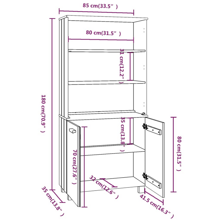 HAMAR Highboard | Solid Pine Wood | Dark Grey | Rustic & Spacious Storage Solution - Premium  from Home Treasures - Just £193.99! Shop now at Home Treasures