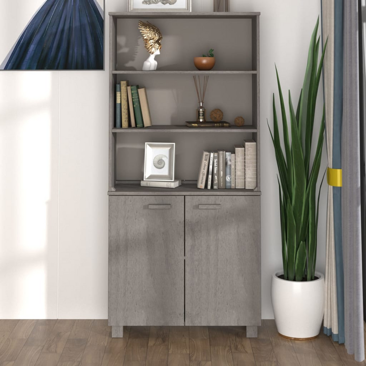 HAMAR Highboard | Solid Pine Wood Cabinet | Light Grey Finish | Ample Storage Space - Premium  from Home Treasures - Just £205.99! Shop now at Home Treasures