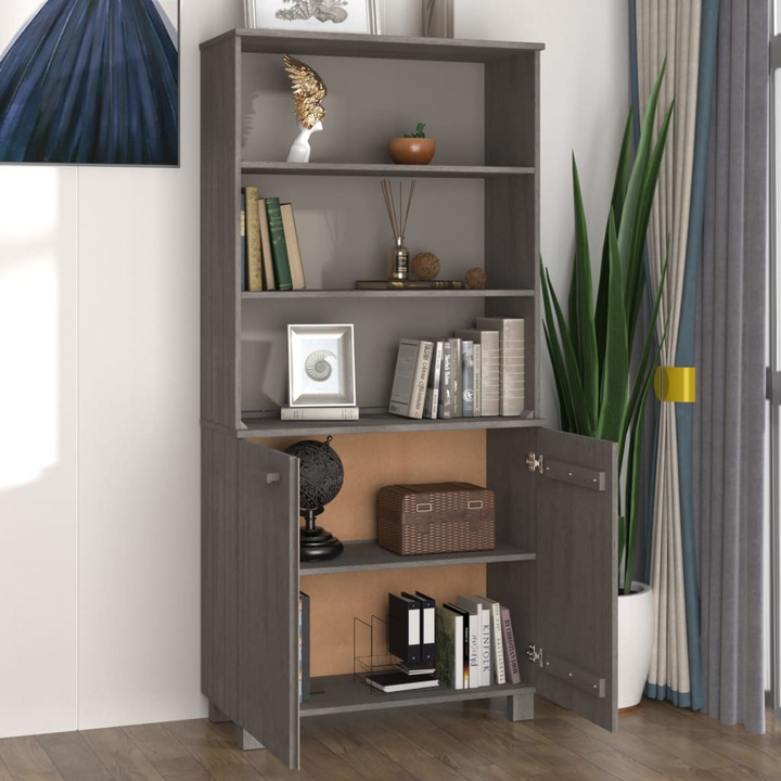 HAMAR Highboard | Solid Pine Wood Cabinet | Light Grey Finish | Ample Storage Space - Premium  from Home Treasures - Just £205.99! Shop now at Home Treasures