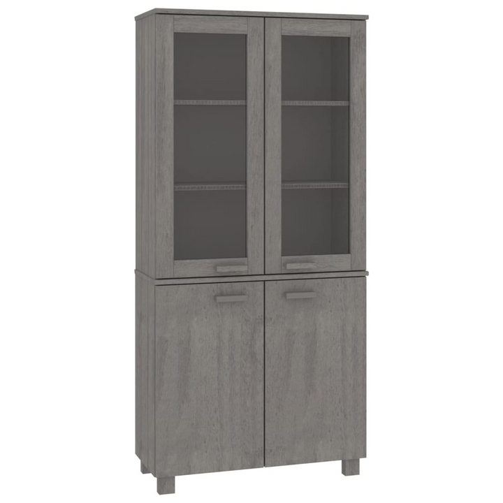 HAMAR Highboard - Solid Pine Wood, Light Grey Finish, Ample Storage - 85x35x180 cm - Premium  from Home Treasures - Just £257.99! Shop now at Home Treasures