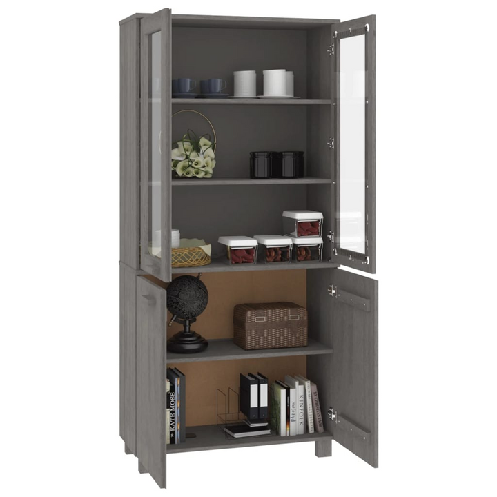 HAMAR Highboard - Solid Pine Wood, Light Grey Finish, Ample Storage - 85x35x180 cm - Premium  from Home Treasures - Just £257.99! Shop now at Home Treasures