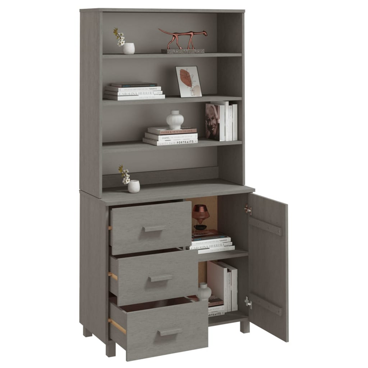 HAMAR Highboard – Solid Pine Wood, Elegant Light Grey Sideboard with Ample Storage - Premium  from Home Treasures - Just £215.99! Shop now at Home Treasures