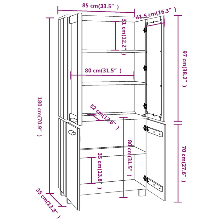 HAMAR Highboard - Solid Wood Pine - Honey Brown Finish | Elegant & Functional Storage Solution - Premium  from Home Treasures - Just £244.99! Shop now at Home Treasures