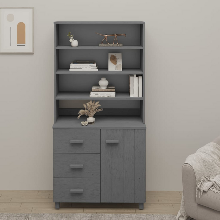 HAMAR Highboard in Solid Pine Wood - Elegant Dark Grey Storage Solution - Premium  from Home Treasures - Just £259.99! Shop now at Home Treasures