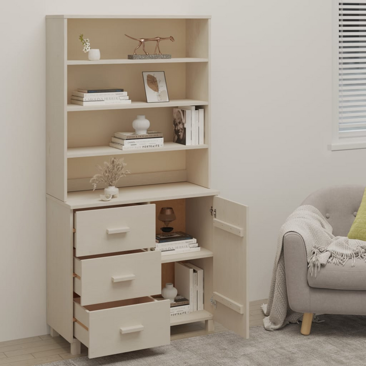 HAMAR Highboard - Solid Pine Wood, Honey Brown Finish - Stylish Storage Solution - Premium  from Home Treasures - Just £243.99! Shop now at Home Treasures