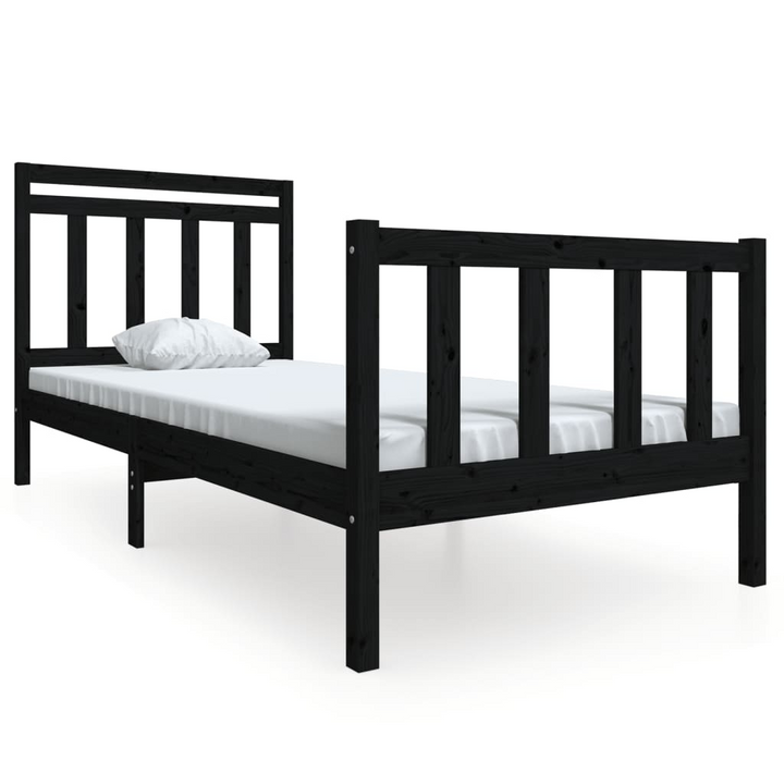 Black Solid Wood Bed Frame 100x200 cm - Sturdy, Stylish, and Comfortable - Premium  from Home Treasures - Just £142.99! Shop now at Home Treasures