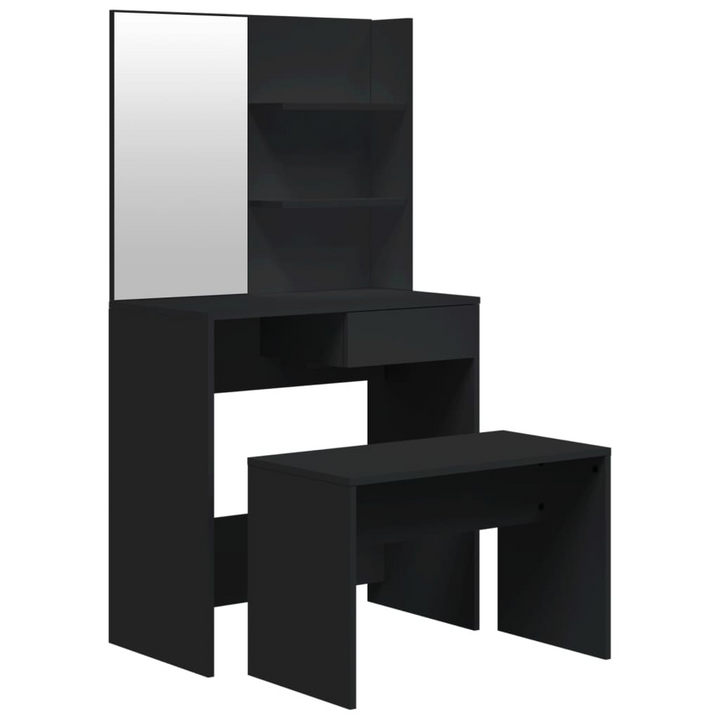 Elegant Black Dressing Table Set with Mirror - 74.5x40x141 cm | Modern Vanity Table with Stool - Premium  from Home Treasures - Just £110.99! Shop now at Home Treasures