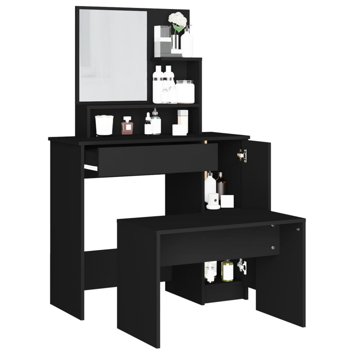 Elegant Black Dressing Table Set with Stool – 86.5x35x136 cm Vanity Desk - Premium  from Home Treasures - Just £111.99! Shop now at Home Treasures