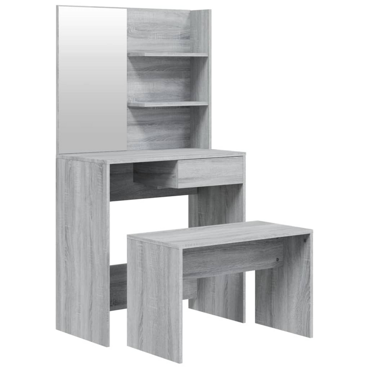 Modern Grey Sonoma Dressing Table Set with Mirror and Stool - Elegant Vanity Station for Bedrooms - Premium  from Home Treasures - Just £100.99! Shop now at Home Treasures