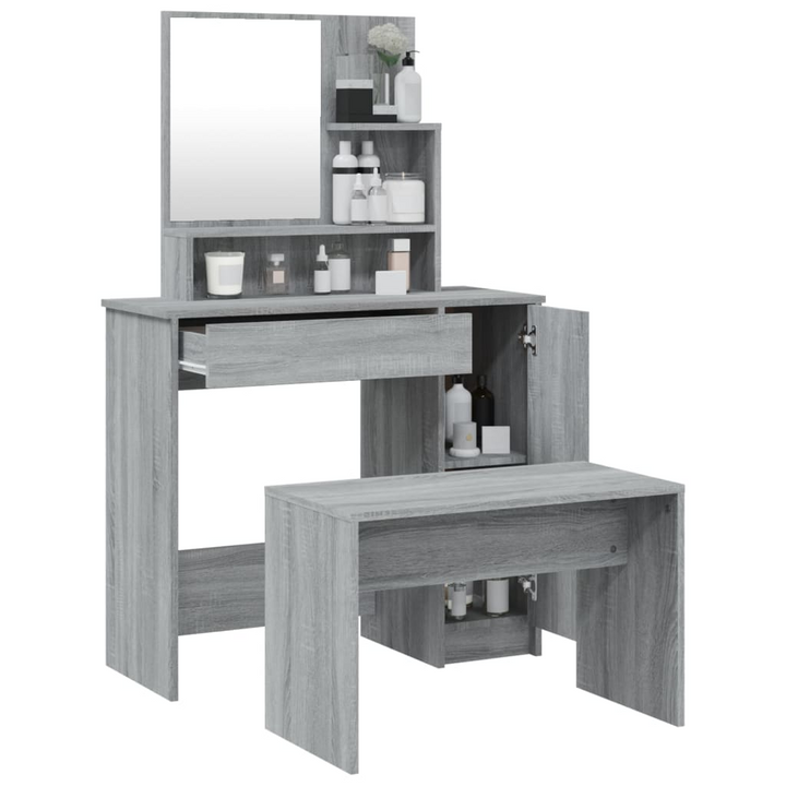 Modern Sonoma Dressing Table Set with Stool in Grey - Perfect for Bedroom & Cloakroom, 86.5x35x136 cm - Premium  from Home Treasures - Just £114.99! Shop now at Home Treasures