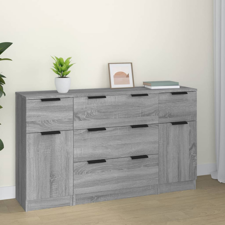 Modern 3 Piece Sideboard Set in Grey - Sonoma Engineered Wood Storage Solution - Premium  from Home Treasures - Just £195.99! Shop now at Home Treasures