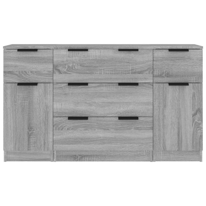 Modern 3 Piece Sideboard Set in Grey - Sonoma Engineered Wood Storage Solution - Premium  from Home Treasures - Just £195.99! Shop now at Home Treasures