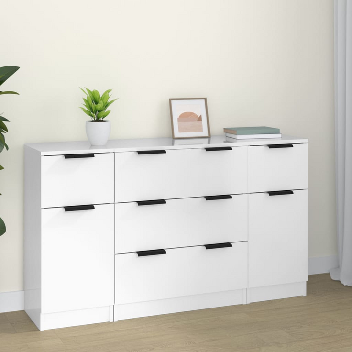 3-Piece Sideboard Set | High Gloss White Engineered Wood - Modern Storage Solution - Premium  from Home Treasures - Just £213.99! Shop now at Home Treasures