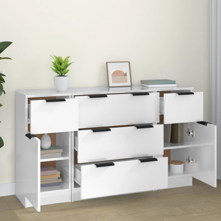 3-Piece Sideboard Set | High Gloss White Engineered Wood - Modern Storage Solution - Premium  from Home Treasures - Just £213.99! Shop now at Home Treasures