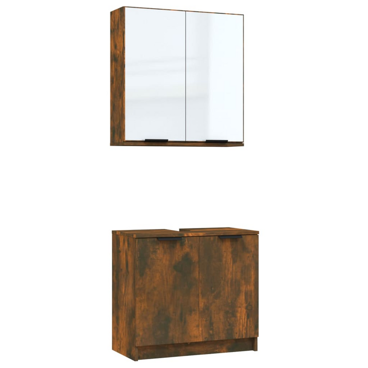 2 Piece Bathroom Cabinet Set - Stylish Smoked Oak Engineered Wood with Ample Storage - Premium  from Home Treasures - Just £111.99! Shop now at Home Treasures