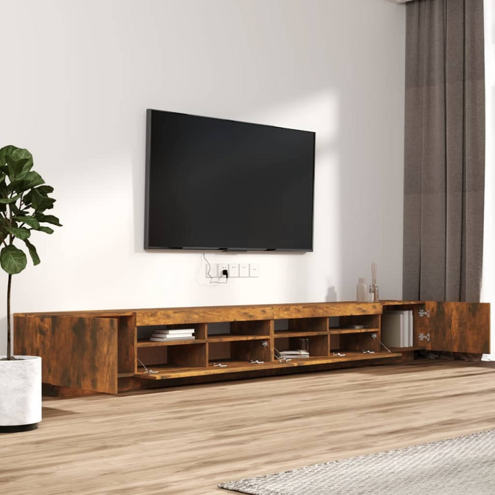 3 Piece TV Cabinet Set with LED Lights - Modern Smoked Oak Finish, Ample Storage and RGB LED Lighting - Premium  from Home Treasures - Just £162.99! Shop now at Home Treasures