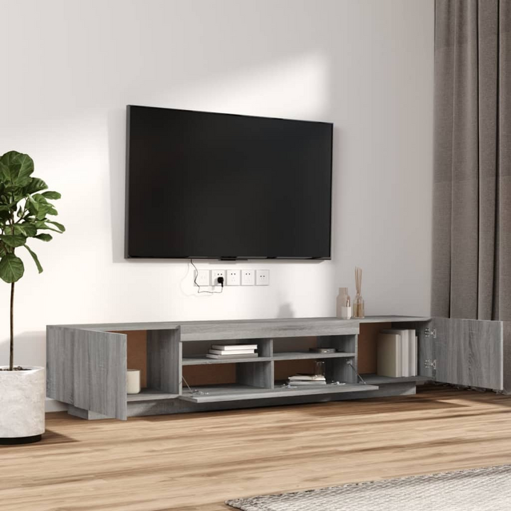 Modern 2 Piece TV Cabinet Set with RGB LED Lights – Grey Sonoma Entertainment Center - Premium  from Home Treasures - Just £117.99! Shop now at Home Treasures