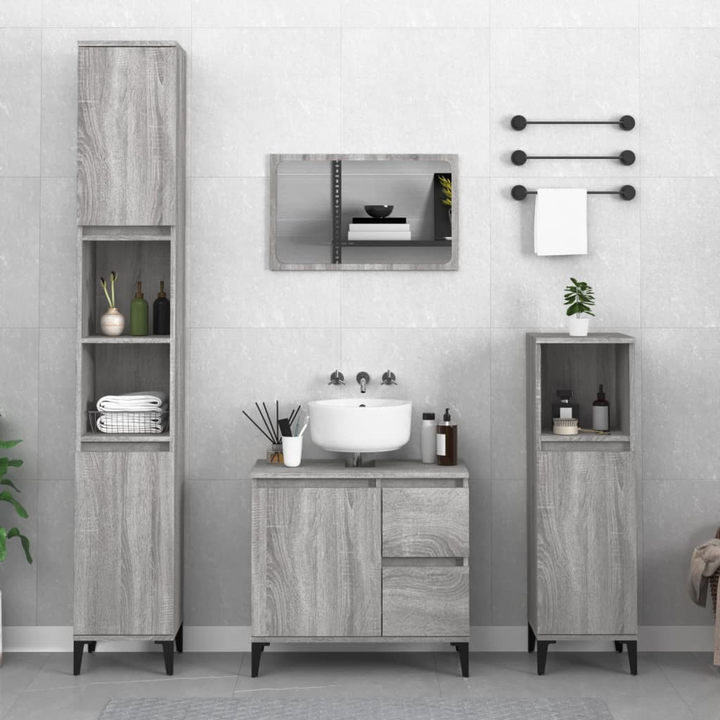 3 Piece Bathroom Cabinet Set in Grey Sonoma Finish | Sleek Engineered Wood with Ample Storage Space - Premium  from Home Treasures - Just £207.99! Shop now at Home Treasures