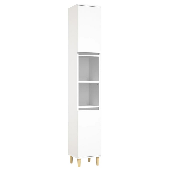 3 Piece Bathroom Cabinet Set - White Engineered Wood with Solid Eucalyptus Feet, Ample Storage, and Modern Design - Premium  from Home Treasures - Just £192.99! Shop now at Home Treasures