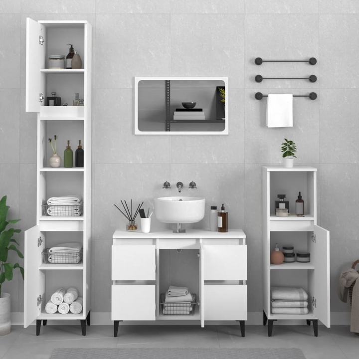 3 Piece Bathroom Furniture Set in White Engineered Wood - Stylish, Durable & Space-Saving - Premium  from Home Treasures - Just £230.99! Shop now at Home Treasures