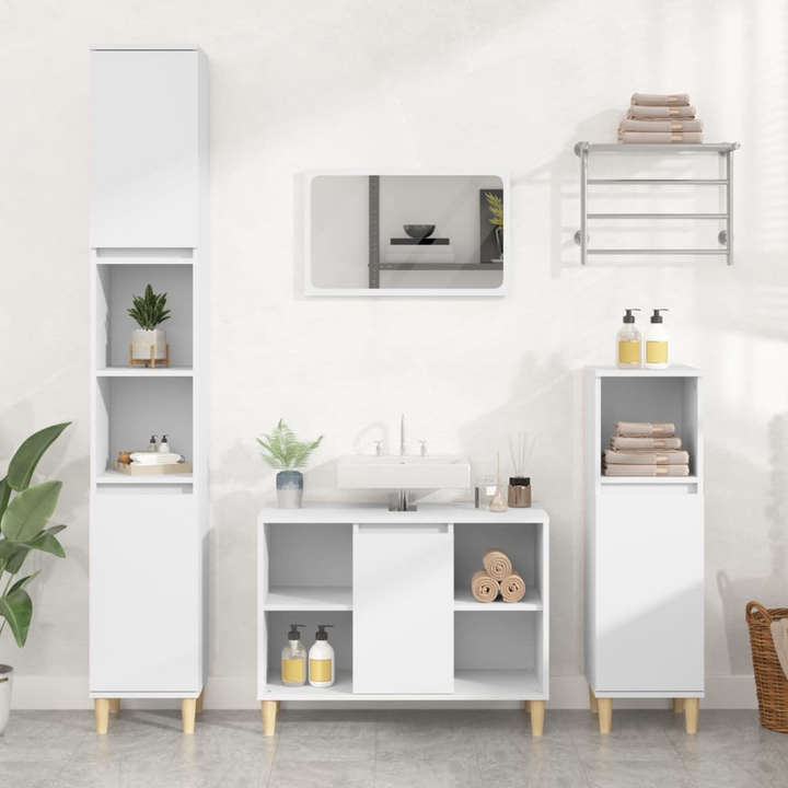 3 Piece Bathroom Furniture Set in White - Stylish & Durable Engineered Wood with Ample Storage Space - Premium  from Home Treasures - Just £197.99! Shop now at Home Treasures