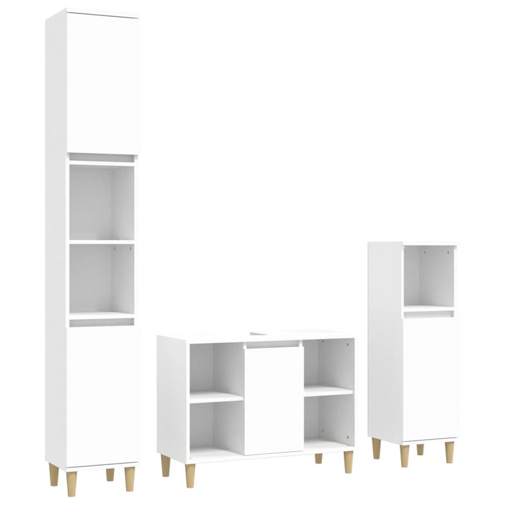 3 Piece Bathroom Furniture Set in White - Stylish & Durable Engineered Wood with Ample Storage Space - Premium  from Home Treasures - Just £197.99! Shop now at Home Treasures