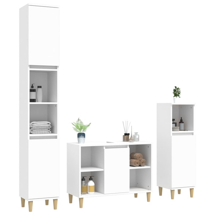 3 Piece Bathroom Furniture Set in White - Stylish & Durable Engineered Wood with Ample Storage Space - Premium  from Home Treasures - Just £197.99! Shop now at Home Treasures