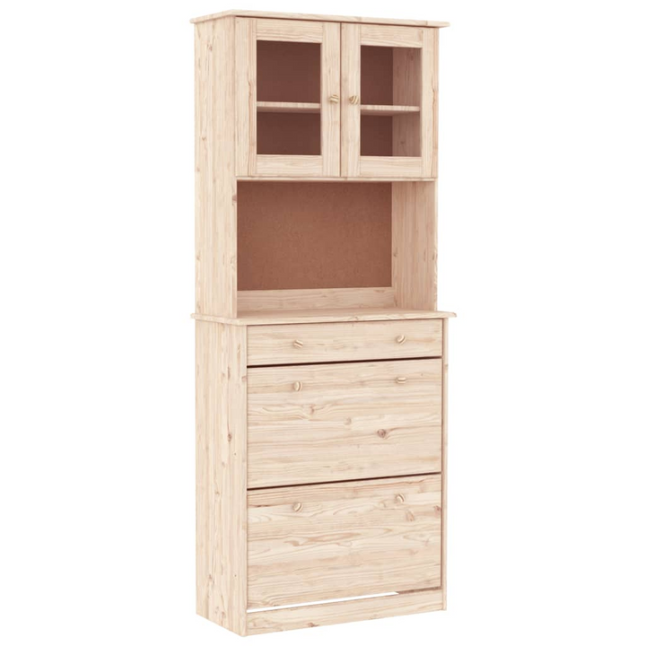 ALTA Highboard 77x35x188 cm | Solid Pine Wood Cabinet with Shelves, Drawer & Glass Doors - Premium  from Home Treasures - Just £278.99! Shop now at Home Treasures